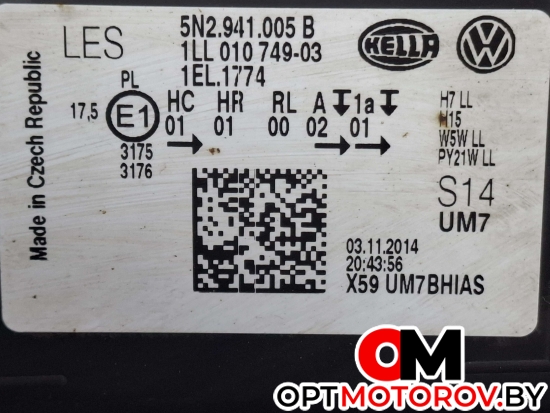 Фара левая  Volkswagen Tiguan 1 поколение [рестайлинг] 2014 5N2941005B, 1LL01074903 #3
